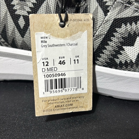 Ariat Hilo Grey Southwestern Charcoal Flex Foam sole, cushioned insole loafer - Picture 4 of 11